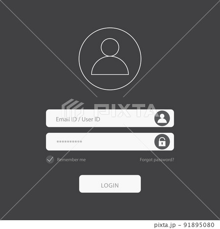 Flat login form design with lock icon on black background. vector. Flat login form design with lock icon on black background. vector. 91895080