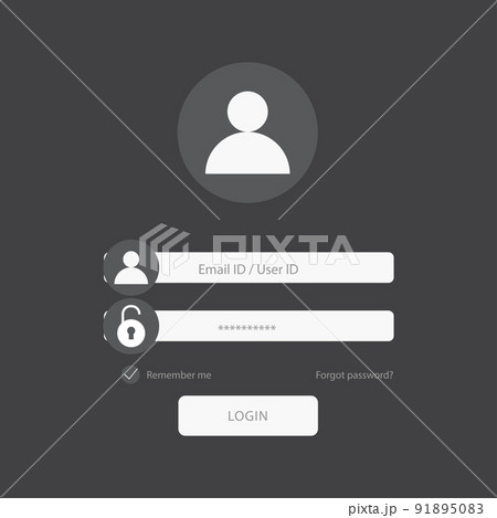 Flat login form design with lock icon on black background. vector. 91895083