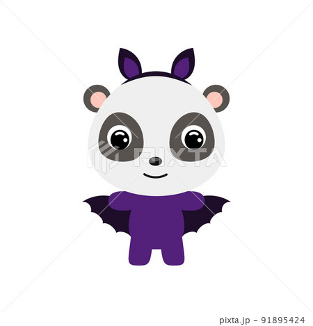 Cute little Halloween panda in a bat costume. Cartoon animal character for kids t-shirts, nursery decoration, baby shower, greeting card, invitation, house interior. Vector stock illustration Cute little Halloween panda in a bat costume. Cartoon animal character for kids t-shirts, nursery decoration, baby shower, greeting card, invitation, house interior. Vector stock illustration 91895424