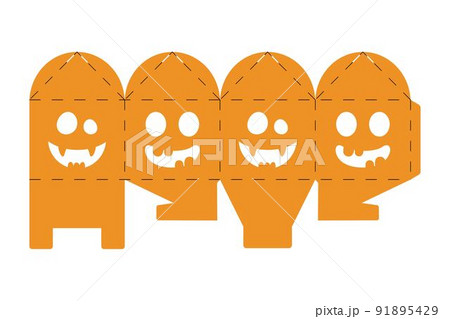Halloween treat box with scary pumpkins. Jack-o-lantern facial gift party packaging for sweet, candies, small present, bakery. Simple package die cut template for laser cut. Vector stock illustration Halloween treat box with scary pumpkins. Jack-o-lantern facial gift party packaging for sweet, candies, small present, bakery. Simple package die cut template for laser cut. Vector stock illustration 91895429