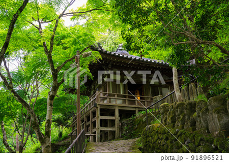 京都　愛宕念仏寺（おたぎねんぶつじ）の地蔵堂と千二百羅漢　新緑 91896521