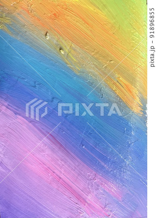 アクリル絵の具によるグラデーションで虹を表現の写真素材