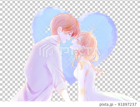 Happy men and women summer heart-shaped 91897237