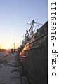 Old abandoned fishing boat at sunset 91898111