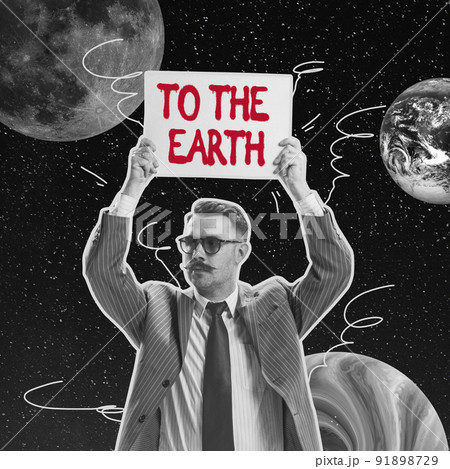 Serious man holding sign over his head isolated over dark space with planets background. Concept of modern world, immigration, brain drain, refugees Serious man holding sign over his head isolated over dark space with planets background. Concept of modern world, immigration, brain drain, refugees 91898729