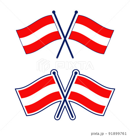 交差したオーストリア国旗のアイコンセット