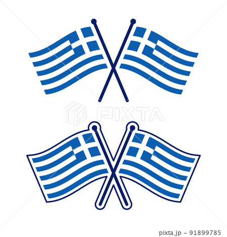 交差したギリシャ国旗のアイコンセット