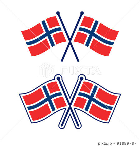 交差したノルウェー国旗のアイコンセット