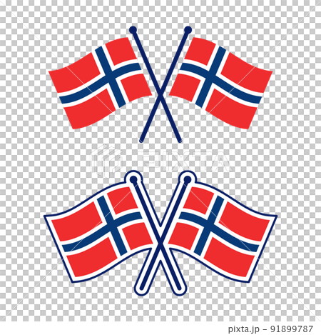 交差したノルウェー国旗のアイコンセット 91899787