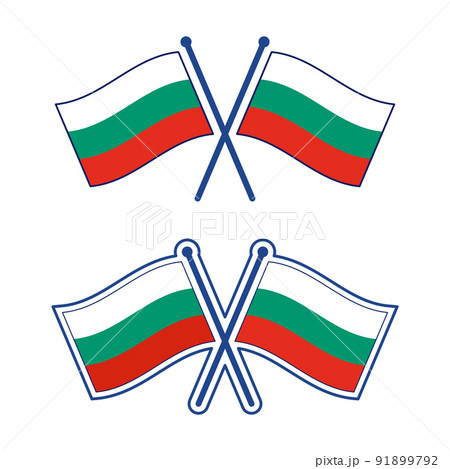 交差したブルガリア国旗のアイコンセット