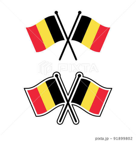 交差したベルギー国旗のアイコンセットのイラスト素材