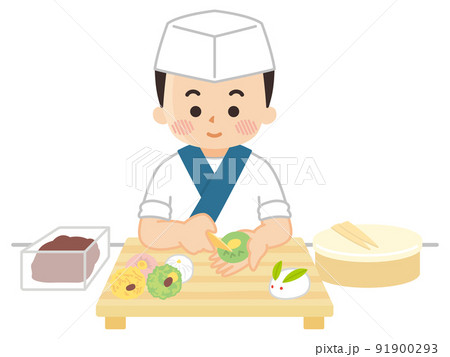 和菓子を作る職人 91900293