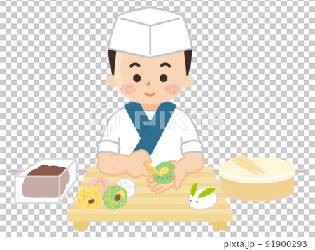 和菓子を作る職人 91900293