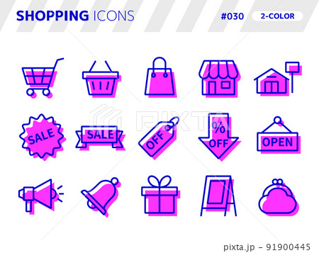 ショッピングに関連する2色スタイルのアイコンセット_030 91900445