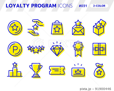 ロイヤリティに関連する2色スタイルのアイコンセット_031 91900446