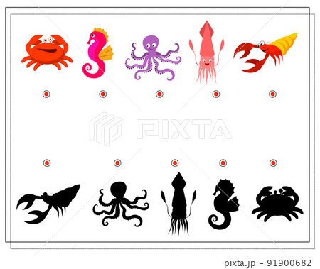 Puzzle game for kids find the right shadow. Pick up shadows  91900682