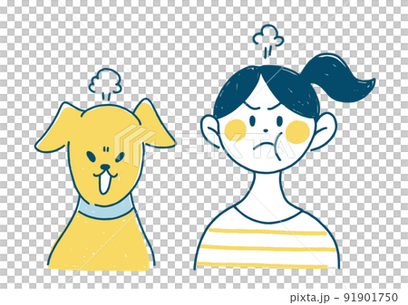 怒る犬と飼い主 手書き イラスト 怒る犬と飼い主 手書き イラスト 91901750