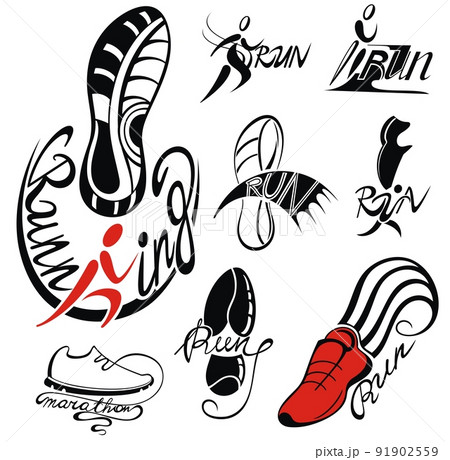 Marathon symbols. Sport and competition icons Marathon symbols. Sport and competition icons 91902559