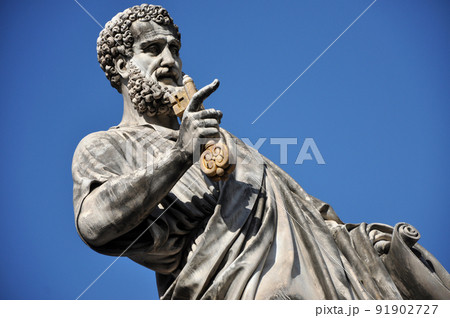Statue of Saint Peter in Saint Peter square. Vatican city 91902727