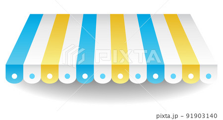 Awning element. Sunshade prevent sunlight and rain. Shop decorating. Outdoor vintage striped canopy. Marketplace tent roof, template for design Awning element. Sunshade prevent sunlight and rain. Shop decorating. Outdoor vintage striped canopy. Marketplace tent roof, template for design 91903140