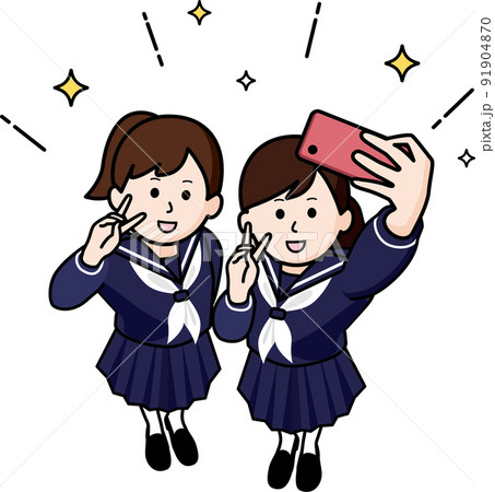 自撮りする女子生徒 91904870
