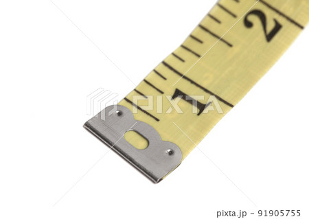 Yellow measuring tape isolated on white background. Yellow measuring tape isolated on white background. 91905755