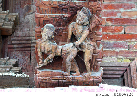 Erotic carving, Kama Sutra position 91906820