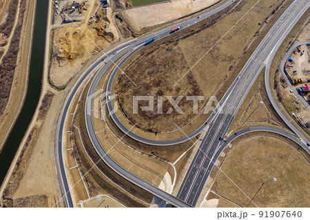 Aerial view of highway intersection Aerial view of highway intersection 91907640