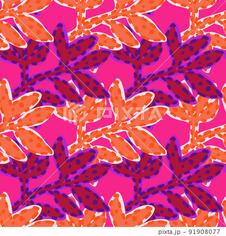 Contemporary strange leaves seamless pattern. Abstract tropical floral wallpaper. 91908077