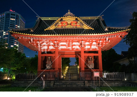 東京都港区 ライトアップされた旧台徳院霊廟惣門 91908937