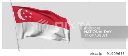 Singapore happy national day greeting card, banner vector illustration 91909633