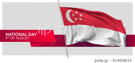Singapore national day vector banner, greeting card. 91909634