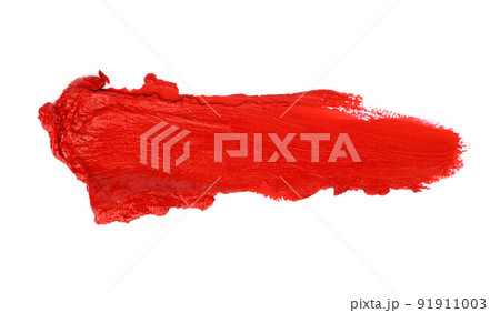 Red lipstick smear smudge on white background 91911003