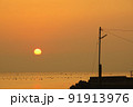 島原市からの有明海の日の出の光景 91913976