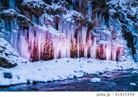 埼玉奥秩父の冬 自然の芸術 三十槌の氷柱ライトアップ 埼玉奥秩父の冬 自然の芸術 三十槌の氷柱ライトアップ 91915459