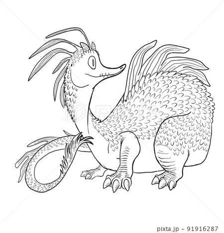 Black And White Coloring Page Ink Illustration のイラスト素材