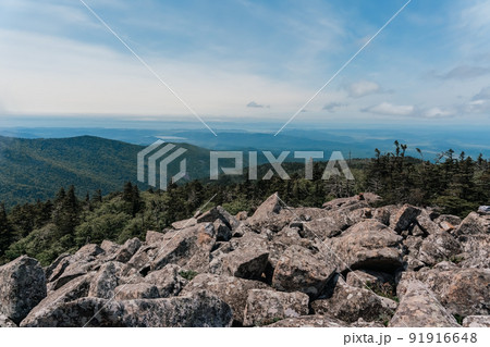 Mountain landscape. View from Mount Pidan. Livadia mountain peak. Russia. Vladivostok 91916648