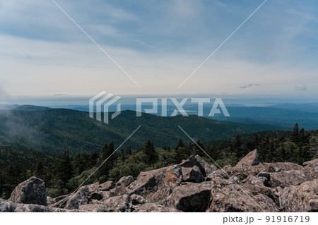 Mountain landscape. View from Mount Pidan. Livadia mountain peak. Russia. Vladivostok. High quality photo 91916719