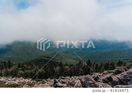 Mountain landscape. View from Mount Pidan. Livadia mountain peak. Russia. Vladivostok 91916875