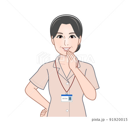 身分証明書をぶら下げた女性 91920015
