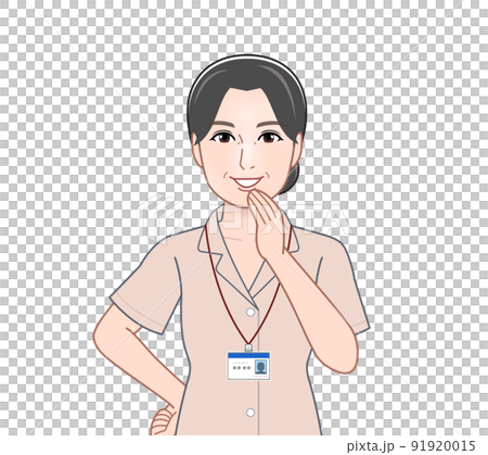 身分証明書をぶら下げた女性 91920015