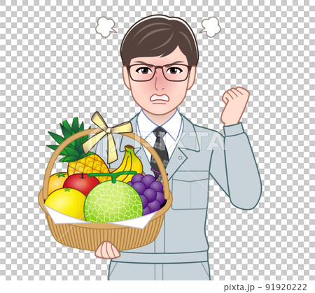 フルーツの盛り合わせを持った男性 91920222