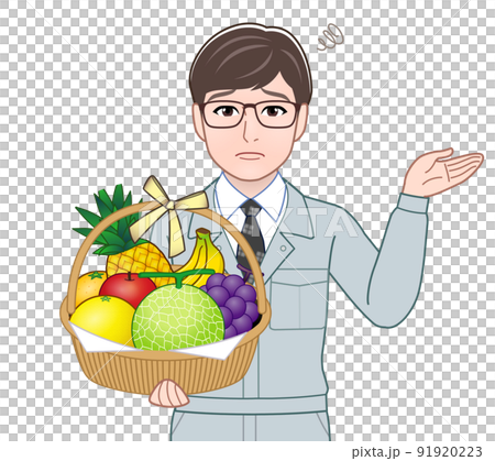 フルーツの盛り合わせを持った男性 91920223