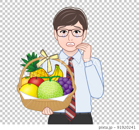 フルーツの盛り合わせを持った男性 91920241