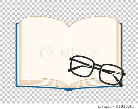 開いた本と眼鏡を組み合わせたイラスト 開いた本と眼鏡を組み合わせたイラスト 91920265