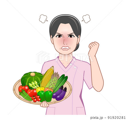夏野菜を持った女性 91920281