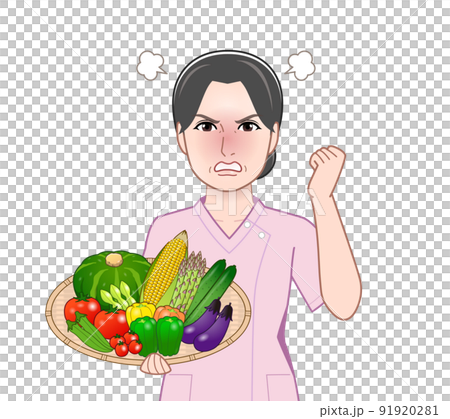 夏野菜を持った女性 91920281
