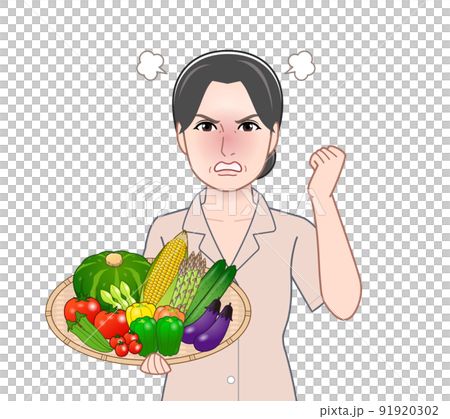 夏野菜を持った女性 夏野菜を持った女性 91920302