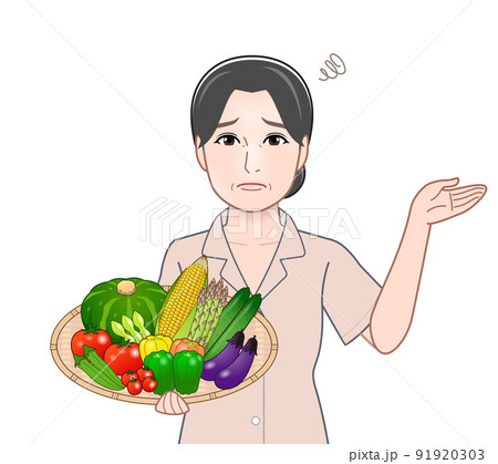 夏野菜を持った女性 夏野菜を持った女性 91920303