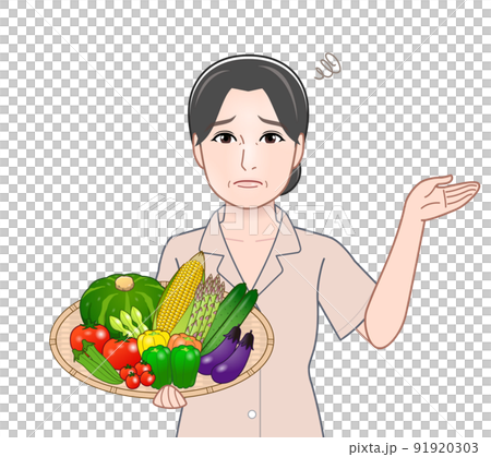 夏野菜を持った女性 夏野菜を持った女性 91920303